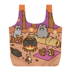 Pusheen Cute Fall The Cat Full Print Recycle Bag (l) by Modalart