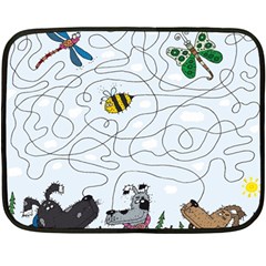 Dog Puzzle Maze Bee Butterfly Fleece Blanket (mini) by Modalart