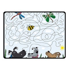 Dog Puzzle Maze Bee Butterfly Two Sides Fleece Blanket (small) by Modalart