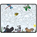 Dog Puzzle Maze Bee Butterfly Two Sides Fleece Blanket (Medium) 58.8 x47.4  Blanket Back