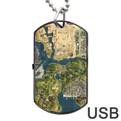Map Illustration Gta Dog Tag Usb Flash (one Side) by Pakjumat