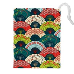Japanese Fans Bright Pattern Drawstring Pouch (5xl) by Pakjumat