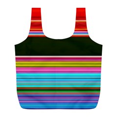 Horizontal Line Colorful Full Print Recycle Bag (l) by Pakjumat