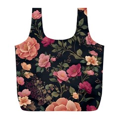 Flower Pattern Full Print Recycle Bag (l) by Pakjumat