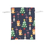 Boston Terrier Welsh Corgi Puppies Seamless Pattern Wallpaper Lightweight Drawstring Pouch (S) Front