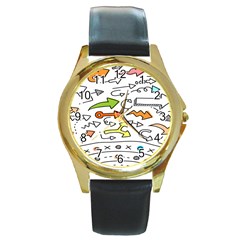 Desktop Pattern Art Graphic Design Round Gold Metal Watch by Hannah976