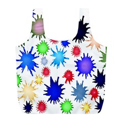 Inks Drops Black Colorful Paint Full Print Recycle Bag (l) by Hannah976