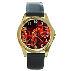 Colorful Prismatic Chromatic Round Gold Metal Watch by Hannah976