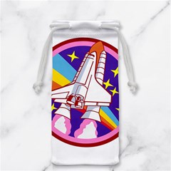 Badge Patch Pink Rainbow Rocket Jewelry Bag by Sarkoni