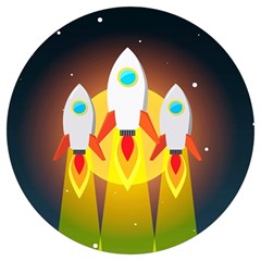 Rocket Take Off Missiles Cosmos Round Trivet by Sarkoni