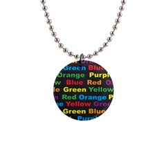 Red Yellow Blue Green Purple 1  Button Necklace by Sarkoni