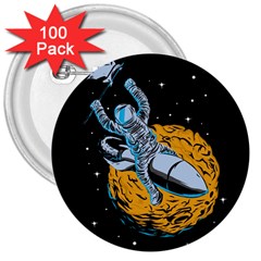 Astronaut Planet Space Science 3  Buttons (100 Pack)  by Sarkoni