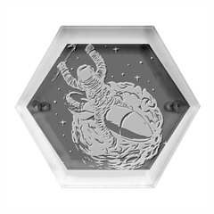 Astronaut Planet Space Science Hexagon Wood Jewelry Box by Sarkoni