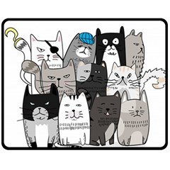 Cute Cat Hand Drawn Cartoon Style Fleece Blanket (medium) by Grandong