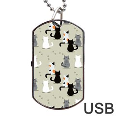 Cute Cat Seamless Pattern Dog Tag Usb Flash (one Side) by Apen