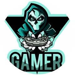 Gamer Illustration Gamer Video Game Logo Wooden Puzzle Round by Sarkoni