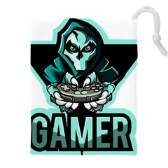 Gamer Illustration Gamer Video Game Logo Drawstring Pouch (4xl) by Sarkoni