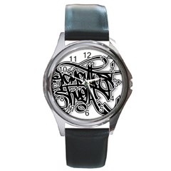 Hip Hop Music Drawing Art Graffiti Round Metal Watch by Sarkoni