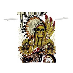 Motorcycle And Skull Cruiser Native American Lightweight Drawstring Pouch (m) by Sarkoni