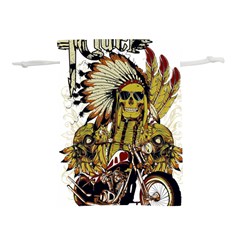 Motorcycle And Skull Cruiser Native American Lightweight Drawstring Pouch (l) by Sarkoni