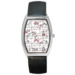 Cute Cat Chef Cooking Seamless Pattern Cartoon Barrel Style Metal Watch by Bedest