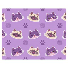 Cute Colorful Cat Kitten With Paw Yarn Ball Seamless Pattern Two Sides Premium Plush Fleece Blanket (medium) by Bedest
