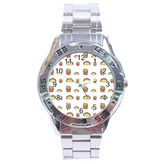 Fries Taco Pattern Fast Food Stainless Steel Analogue Watch by Apen