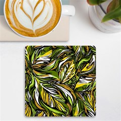 Foliage Pattern Texture Background Uv Print Square Tile Coaster  by Ravend