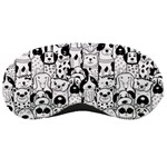 Seamless Pattern With Black White Doodle Dogs Sleep Mask Front