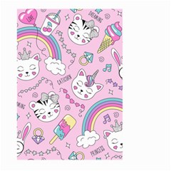 Beautiful Cute Animals Pattern Pink Large Garden Flag (two Sides) by Grandong
