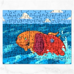 Adventure Time Fish Landscape Rectangular Jigsaw Puzzl by Sarkoni