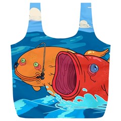 Adventure Time Fish Landscape Full Print Recycle Bag (xl) by Sarkoni