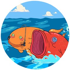 Adventure Time Fish Landscape Wooden Puzzle Round by Sarkoni