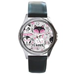 Big Set With Cute Cartoon Animals Bear Panda Bunny Penguin Cat Fox Round Metal Watch Front