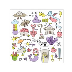 Fantasy Things Doodle Style Vector Illustration Square Satin Scarf (30  X 30 ) by Bedest