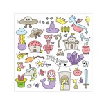 Fantasy Things Doodle Style Vector Illustration Square Satin Scarf (30  x 30 ) Front