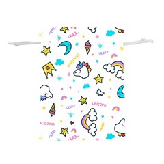 Unicorns Rainbows Seamless Pattern Lightweight Drawstring Pouch (m) by Bedest