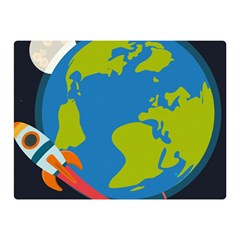 Spaceship Design Two Sides Premium Plush Fleece Blanket (mini) by Bedest