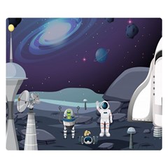 Alien Astronaut Scene Two Sides Premium Plush Fleece Blanket (small) by Bedest