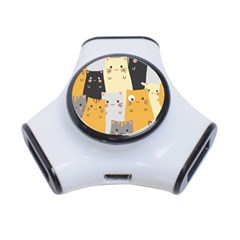 Seamless Pattern Cute Cat Cartoons 3-port Usb Hub by Bedest