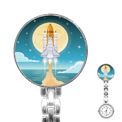 Space Exploration Illustration Stainless Steel Nurses Watch by Bedest