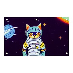 Cat Astronaut Space Retro Universe Banner And Sign 5  X 3  by Bedest