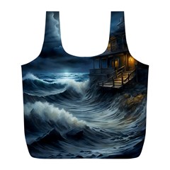 House Waves Storm Full Print Recycle Bag (l) by Bedest