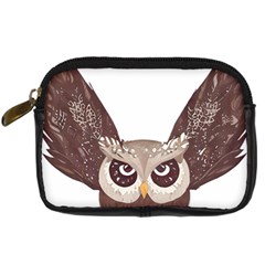 Owl Bird Feathers Digital Camera Leather Case by Sarkoni