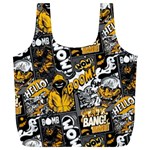 Boom Bang Art Crazy Drawing Graffiti Hello Retro Sayings Yellow Full Print Recycle Bag (XL) Back