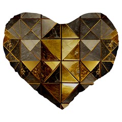 Golden Mosaic Tiles  Large 19  Premium Flano Heart Shape Cushions by essentialimage365