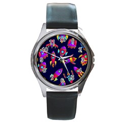 Space Patterns Round Metal Watch by Hannah976