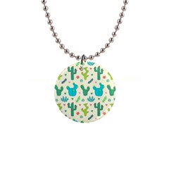 Cactus Succulents Floral Seamless Pattern 1  Button Necklace by Hannah976