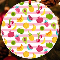 Tropical Fruits Berries Seamless Pattern Uv Print Acrylic Ornament Round by Ravend