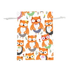 Cute Colorful Owl Cartoon Seamless Pattern Lightweight Drawstring Pouch (l) by Apen